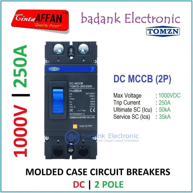 MCCB DC 2P 250A 1000V Molded Case Circuit Breaker Panel Surya PLTS